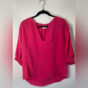 Heroes & Dreamers, Puff Sleeve Pink Blouse size Small